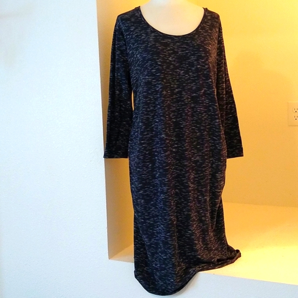 3/$15 Liz Lange ruched maternity dress XXL cotton space dye charcoal black GUC